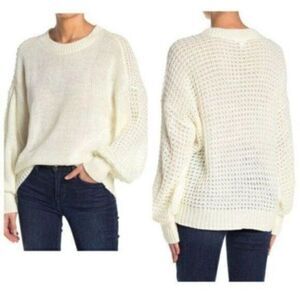 Abound Nordstrom Crew Neck Blouson Sleeve Sweater Ivory XS NWT